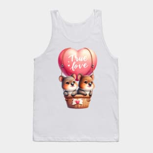 Valentine Mouse Couple On Hot Air Balloon Tank Top